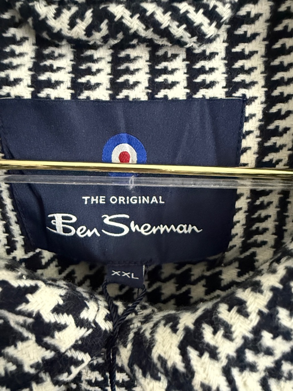 Men’s 2XL Ben Sherman Blue & White Houndstooth Button-Up Jacket NWT - Picture 2 of 5